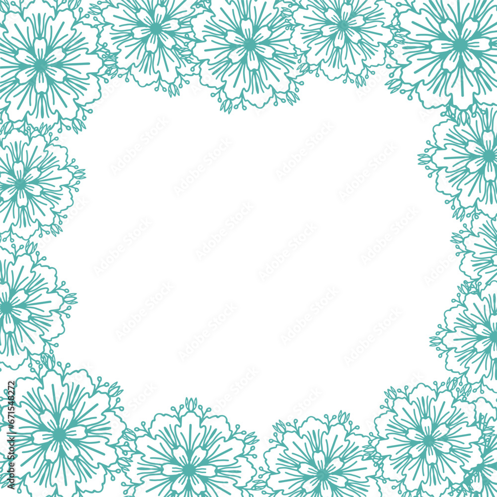 Frozen snowflake winter square pattern for card or invite. Vector abstract monochrome background in simple hand drawn style Frozen snowflake winter square pattern for card or invite. Vector abstract monochrome background in simple hand drawn style