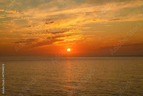 Gorgeous panorama scenic strong sunrise cloud on orange sky