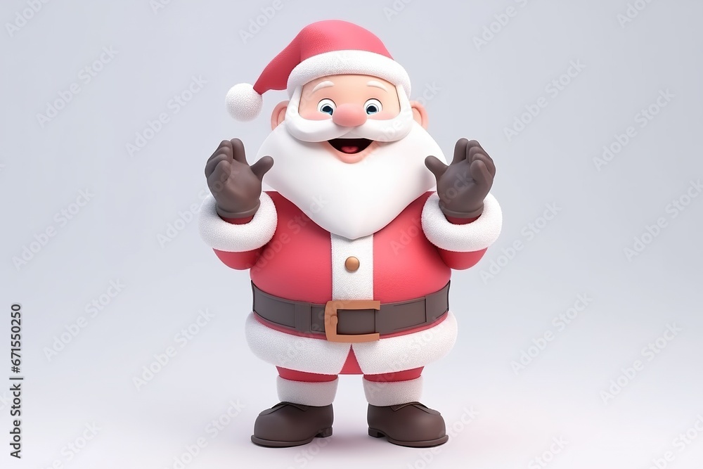 3D illustration of a cheering Santa Claus in a white background	