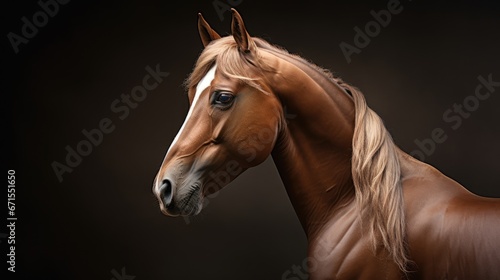  a close up of a horse on a black background with a blurry image of the horse's head. generative ai