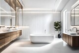 A minimalistic and monochromatic bathroom with clean lines