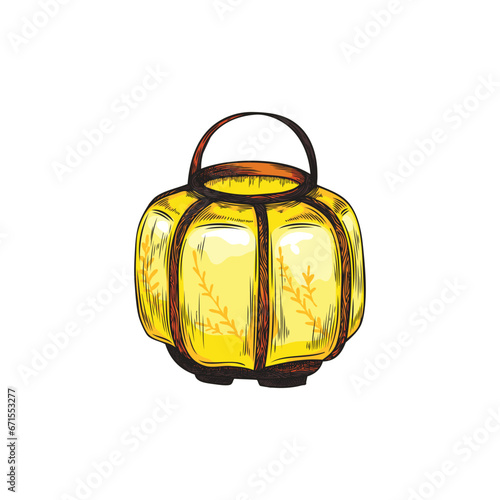 Traditional japanese lantern hand drawn colorful sketch.
