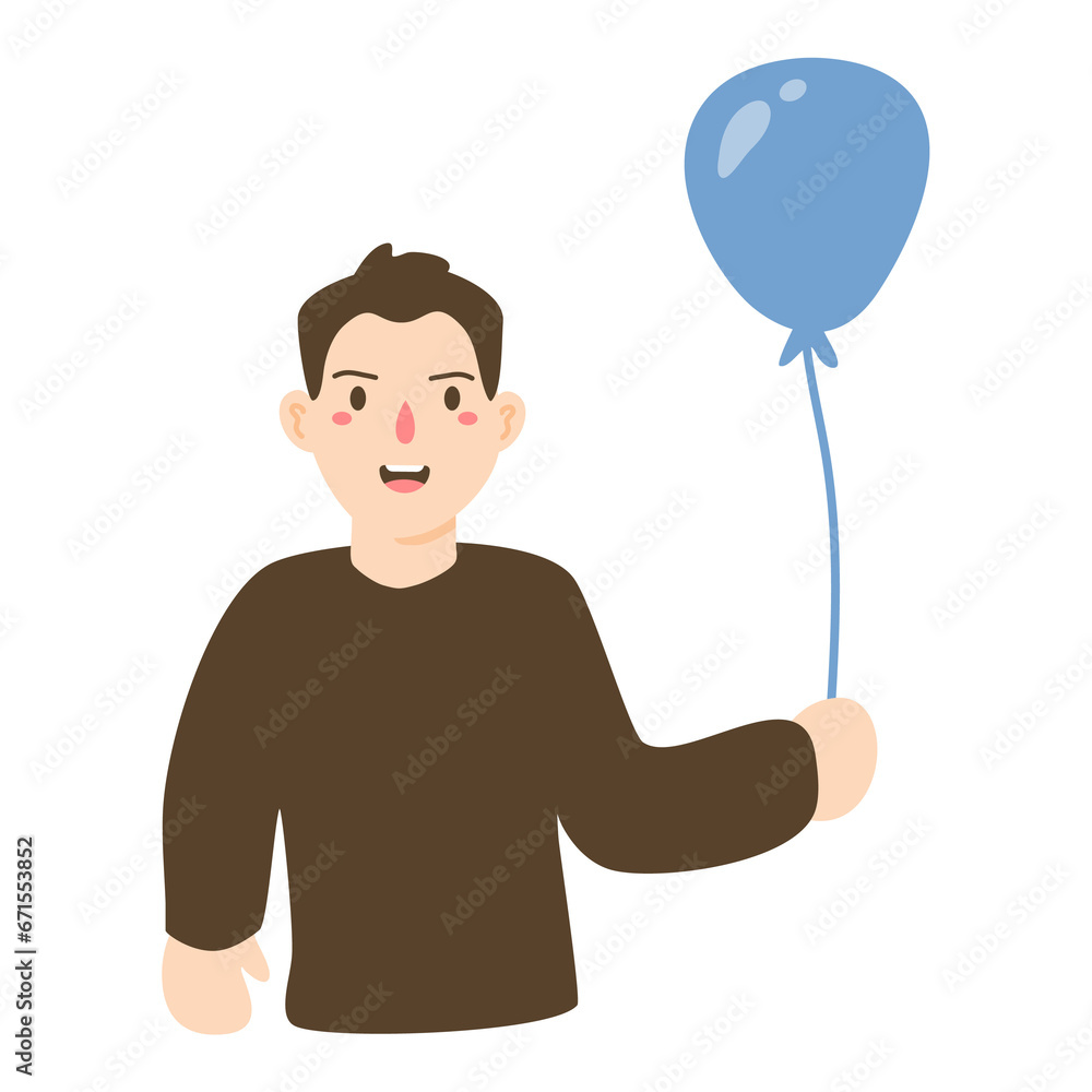 Young man with balloon illustration Young man with balloon illustration