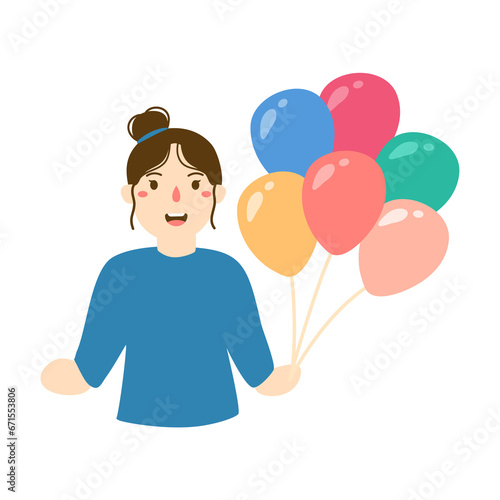 woman dances carefree gets balloons