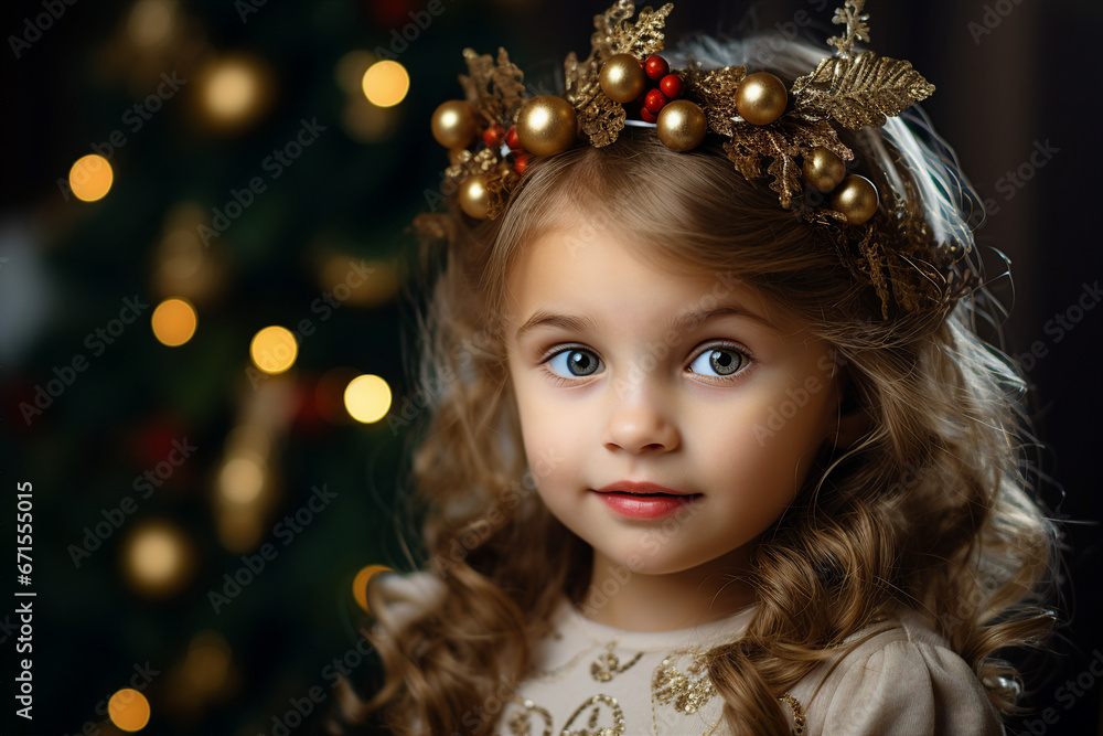 Image created with generative AI of a cute charming girl celebrate magic winter new year time Image created with generative AI of a cute charming girl celebrate magic winter new year time