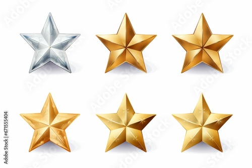 Set of six golden stars isolated