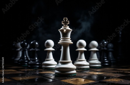Chess king standing victorious  embodying the pinnacle of tactical mastery in the classic game of strategy.