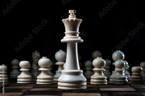 Chess king standing victorious  embodying the pinnacle of tactical mastery in the classic game of strategy.
