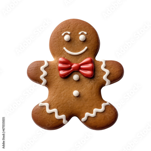 Gingerbread man cookie. PNG.