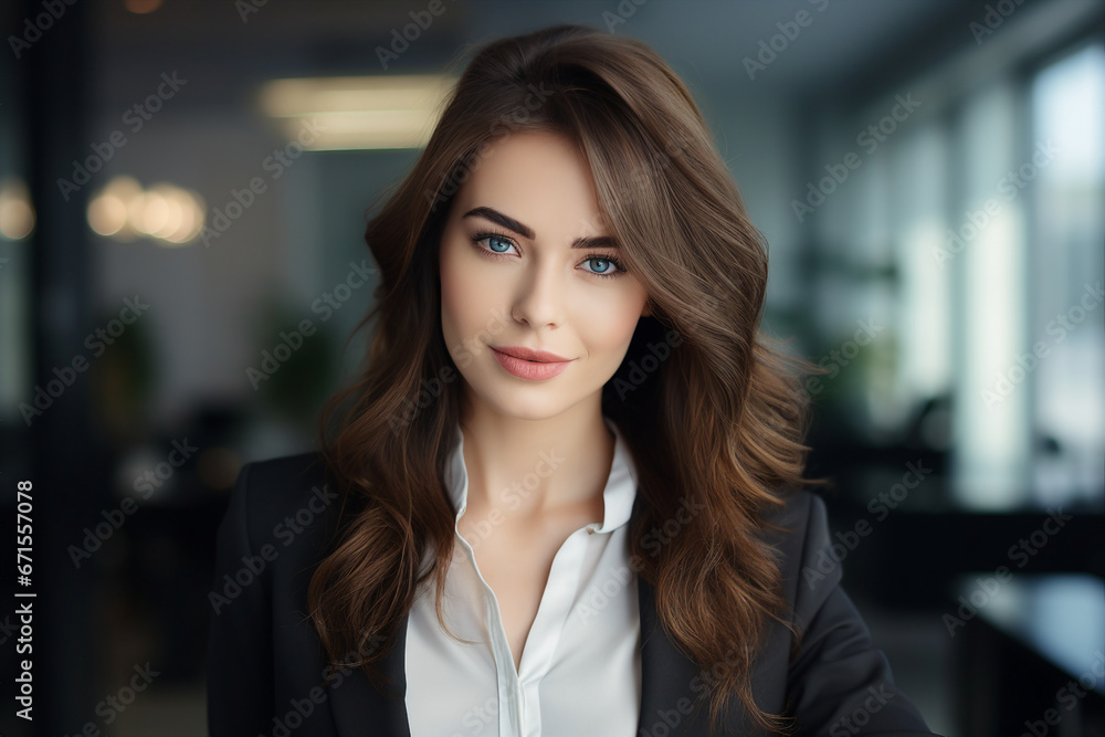 Generative AI picture portrait of amazing gorgeous office worker young woman Generative AI picture portrait of amazing gorgeous office worker young woman