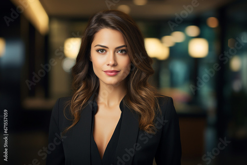 Generative AI picture portrait of amazing gorgeous office worker young woman