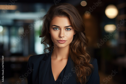 Generative AI picture portrait of amazing gorgeous office worker young woman