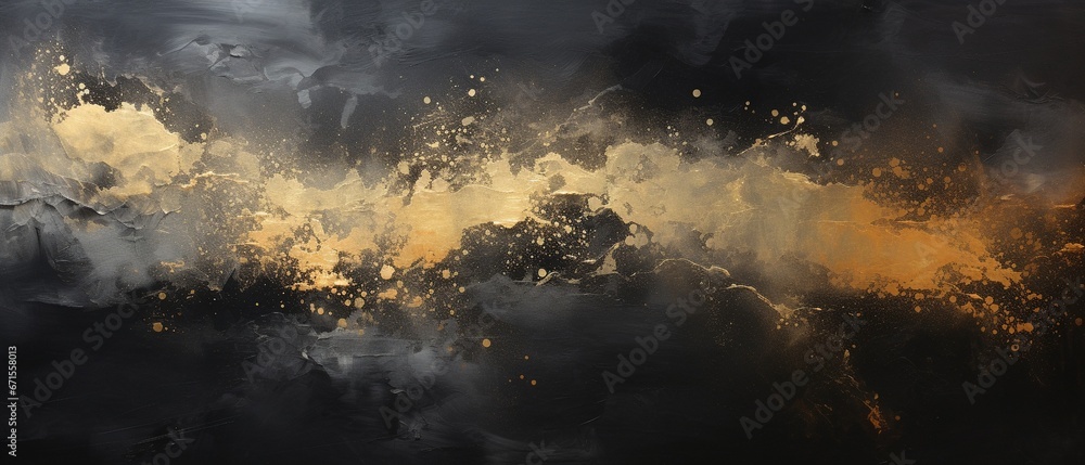 Abstract Black and Gold Textured Art Painting