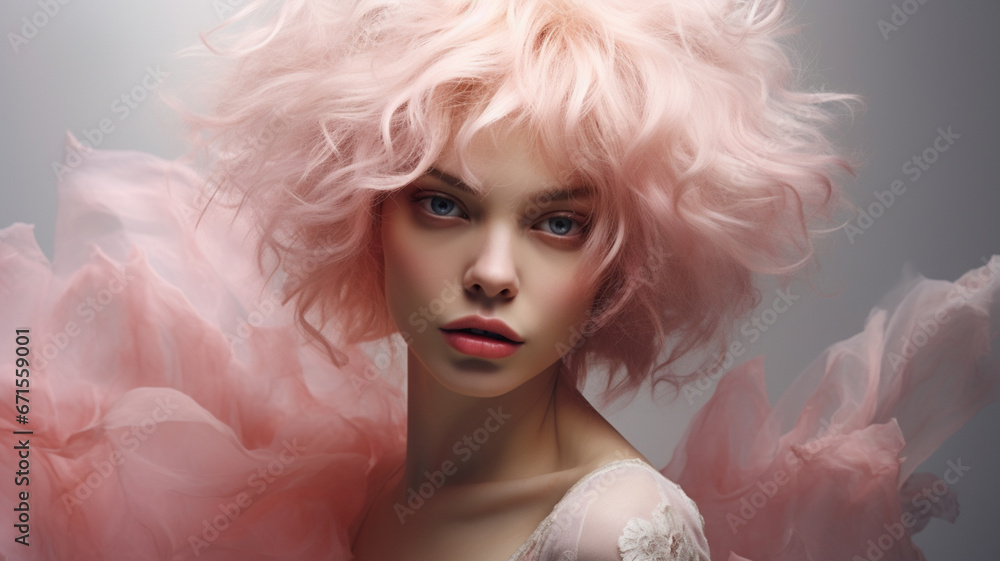 Portrait of a beautiful girl with pink hair. Fashion photo.
generativa IA