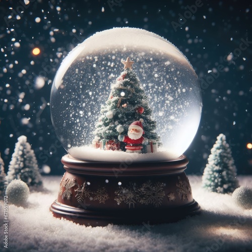 snow globe, Christmas, snowfall