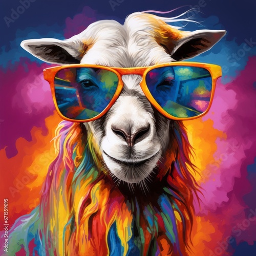 a painting of a goat wearing sunglasses © Aliaksandr Siamko