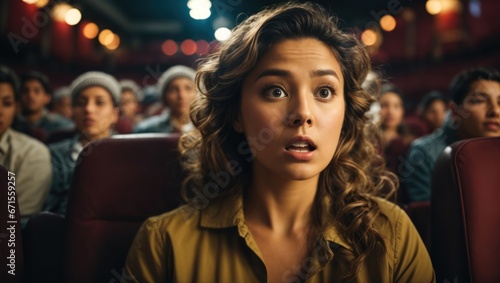 A young girl is very surprised in the cinema © UniquePicture