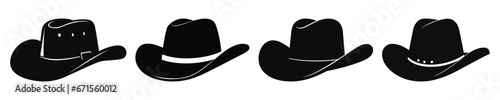 Set of Cowboy Hat Black Color Vector Clipart