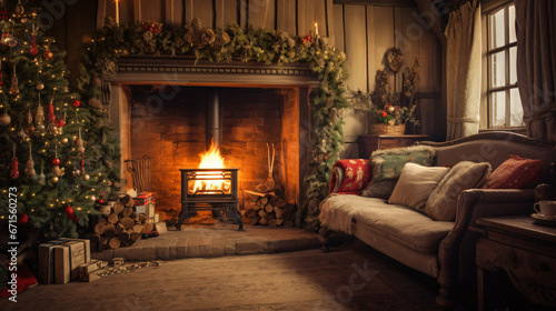 Christmas holiday decor and country cottage style.