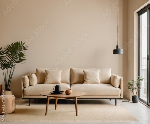 living room interior with cozy beige couch © Arhitercture