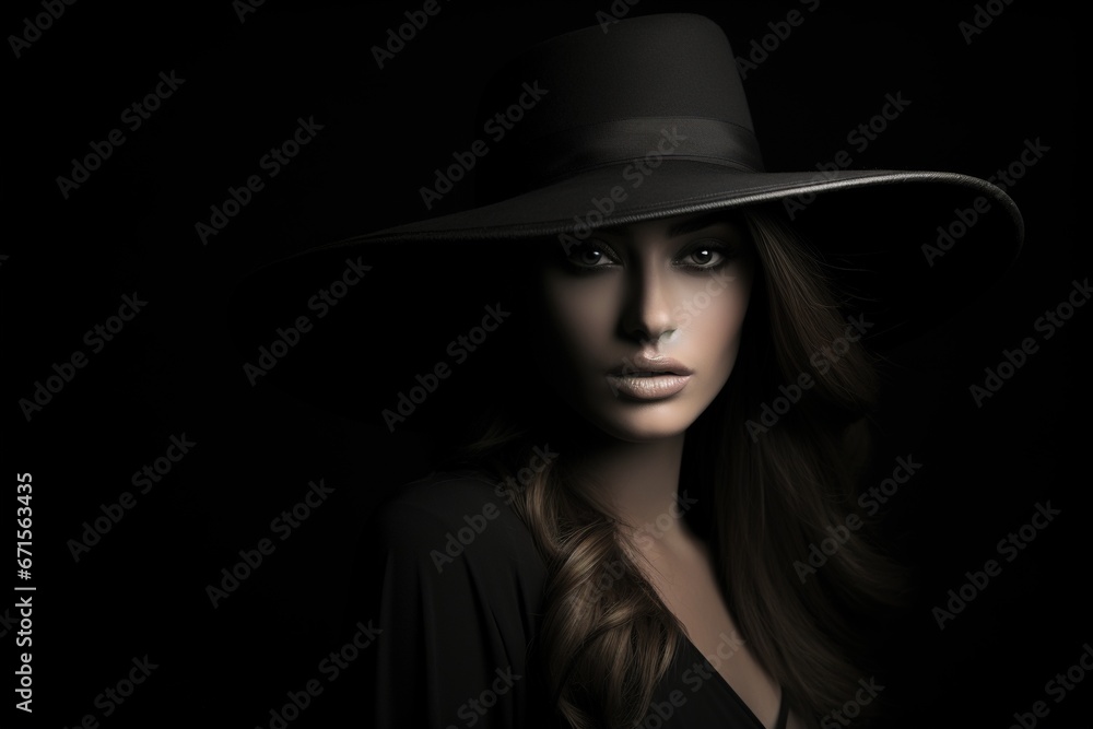 Studio shot of a young beautiful woman wearing a hat Studio shot of a young beautiful woman wearing a hat