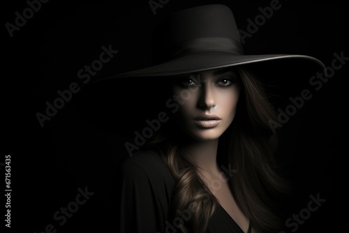 Studio shot of a young beautiful woman wearing a hat