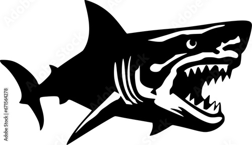 Shark - Black and White Isolated Icon - Vector illustration