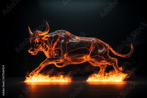 Bearish Stock Market with Fire Bear Sculpture © Maximilien