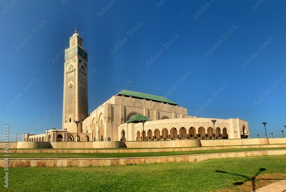 Panoramique view Hassan II Mosque in Casablanca, Morocco