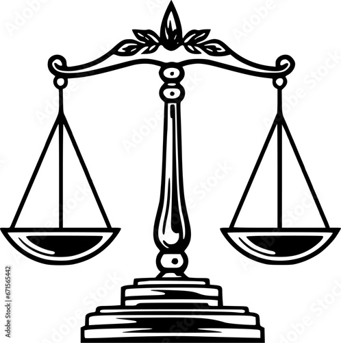 Justice - Black and White Isolated Icon - Vector illustration