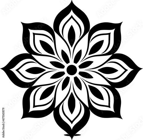 Mandala - Black and White Isolated Icon - Vector illustration