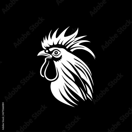 Rooster | Black and White Vector illustration