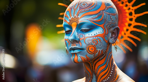 Artists fully painted at Austria's World Bodypainting Festival. photo