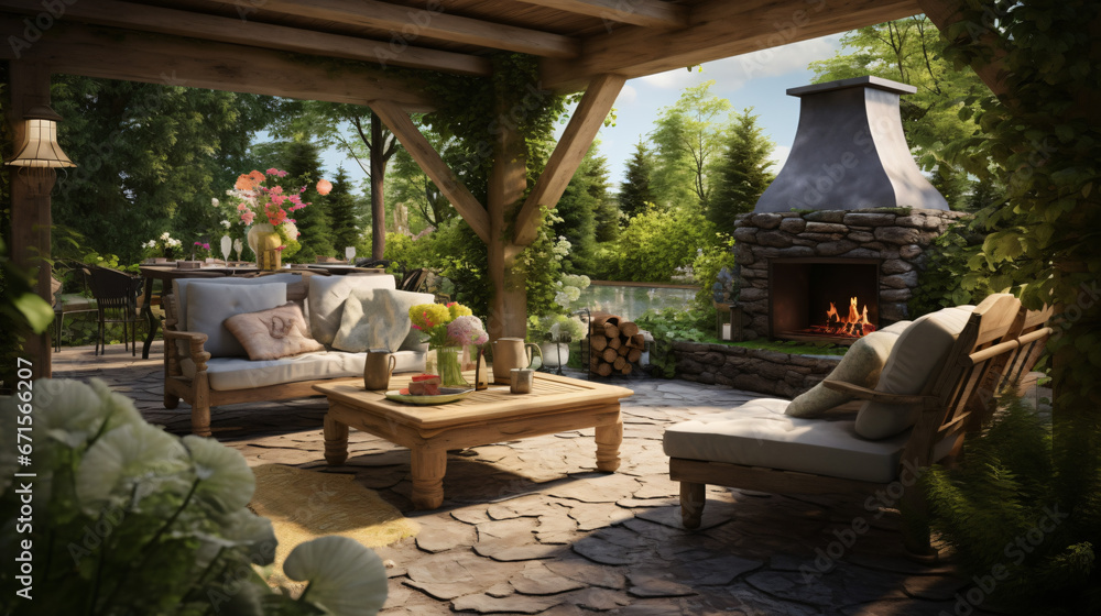Cottage outdoor furniture and countryside