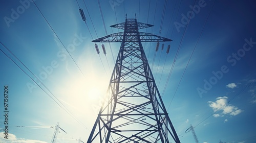 High Voltage Towers Traversing Landscape Represent Engineering Might Supporting Modern Electric Grid