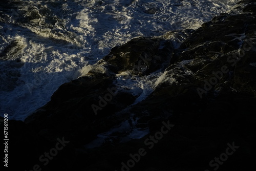 effects of waves and the ocean on the coast at sunset