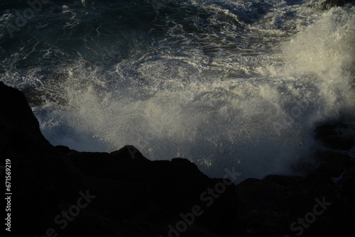 effects of waves and the ocean on the coast at sunset