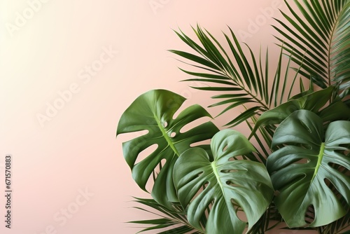 monstera plants isolated pastel background