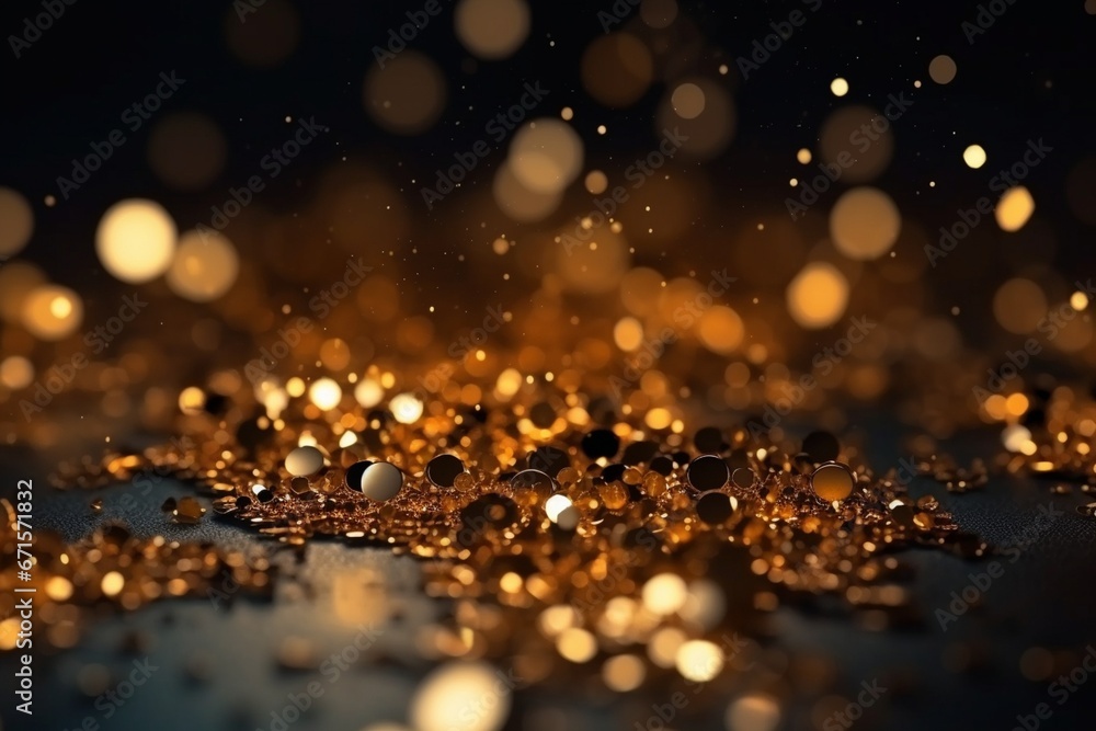Golden particles bokeh decorative background Golden particles bokeh decorative background