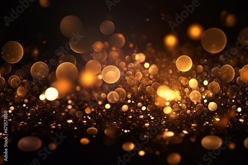 Golden particles bokeh decorative background