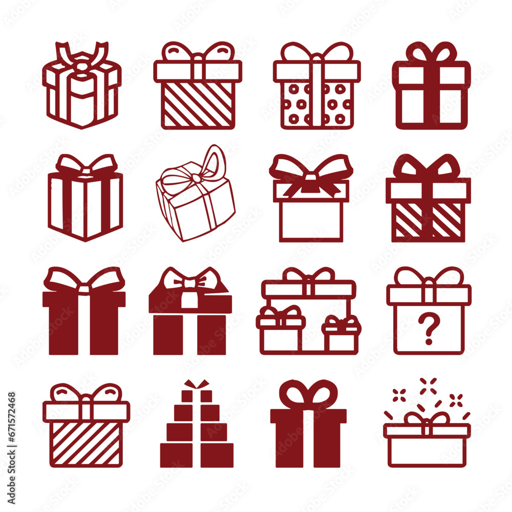 Christmas Gift Boxes Icons Christmas Gift Boxes Icons