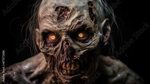Closeup generative ai portrait of bloodthirsty creepy zombie character © Nomad_Soul