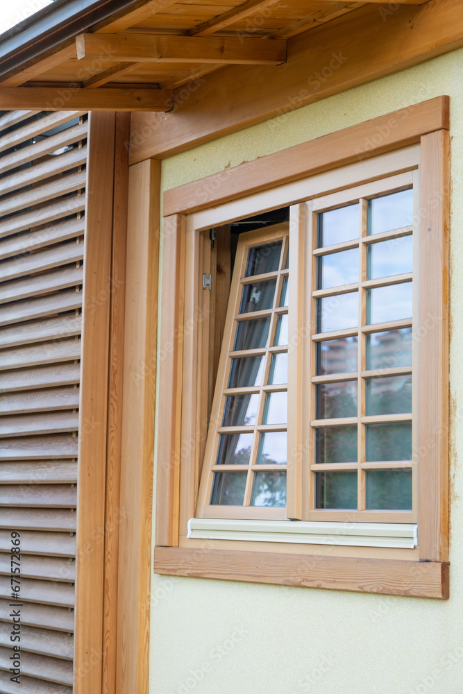 Fototapeta premium closeup of traditional wooden Japanese house
