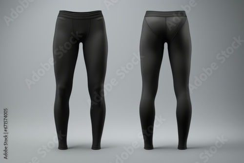 Black leggings pants isolated on gray background photo