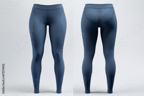 Blue leggings pants isolated on white background photo