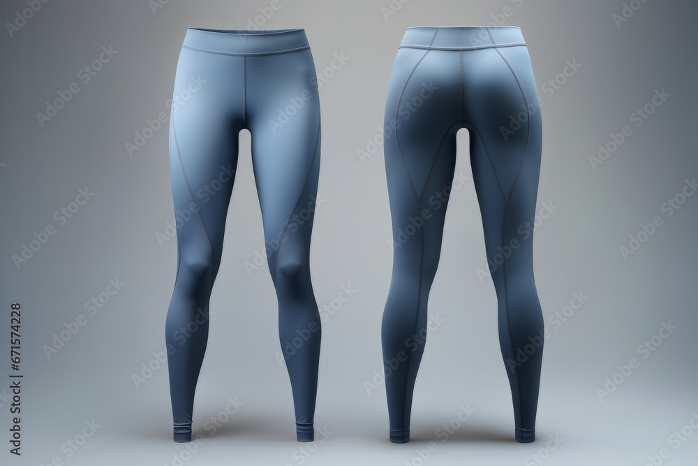 Blue leggings pants isolated on gray background Blue leggings pants isolated on gray background
