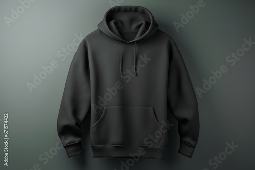 Blank black hoodie template. Hoodie sweatshirt long sleeve with clipping path, hoody for design mockup for print.