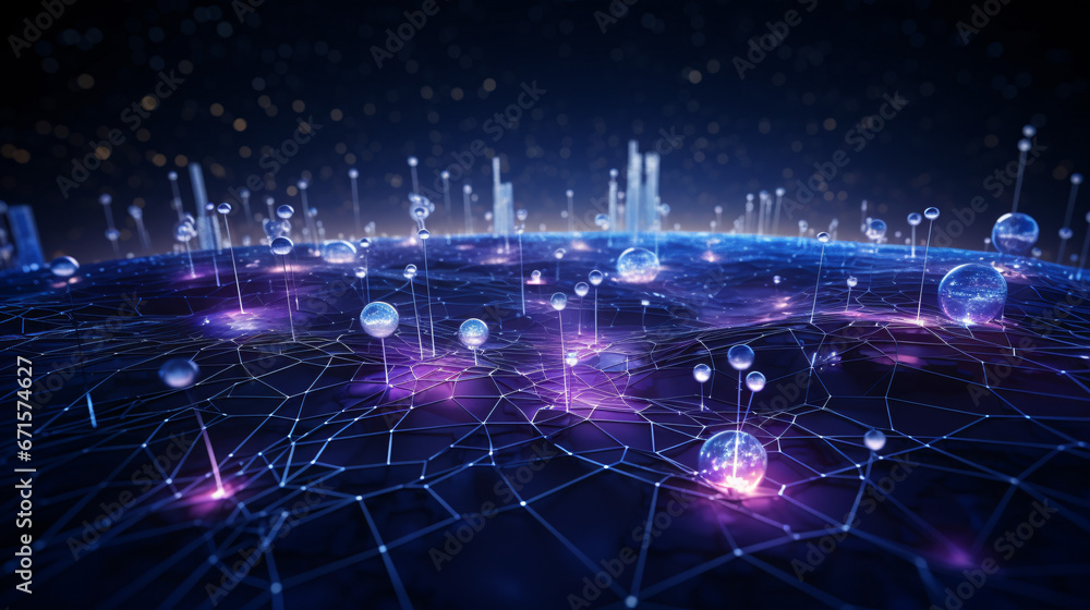 3D rendering of abstract digital technology background with connection lines and dots