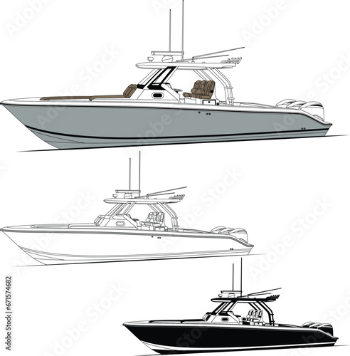 Charter fishing boat vector