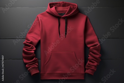 Blank red hoodie template. Hoodie sweatshirt long sleeve with clipping path, hoody for design mockup for print. © Werckmeister